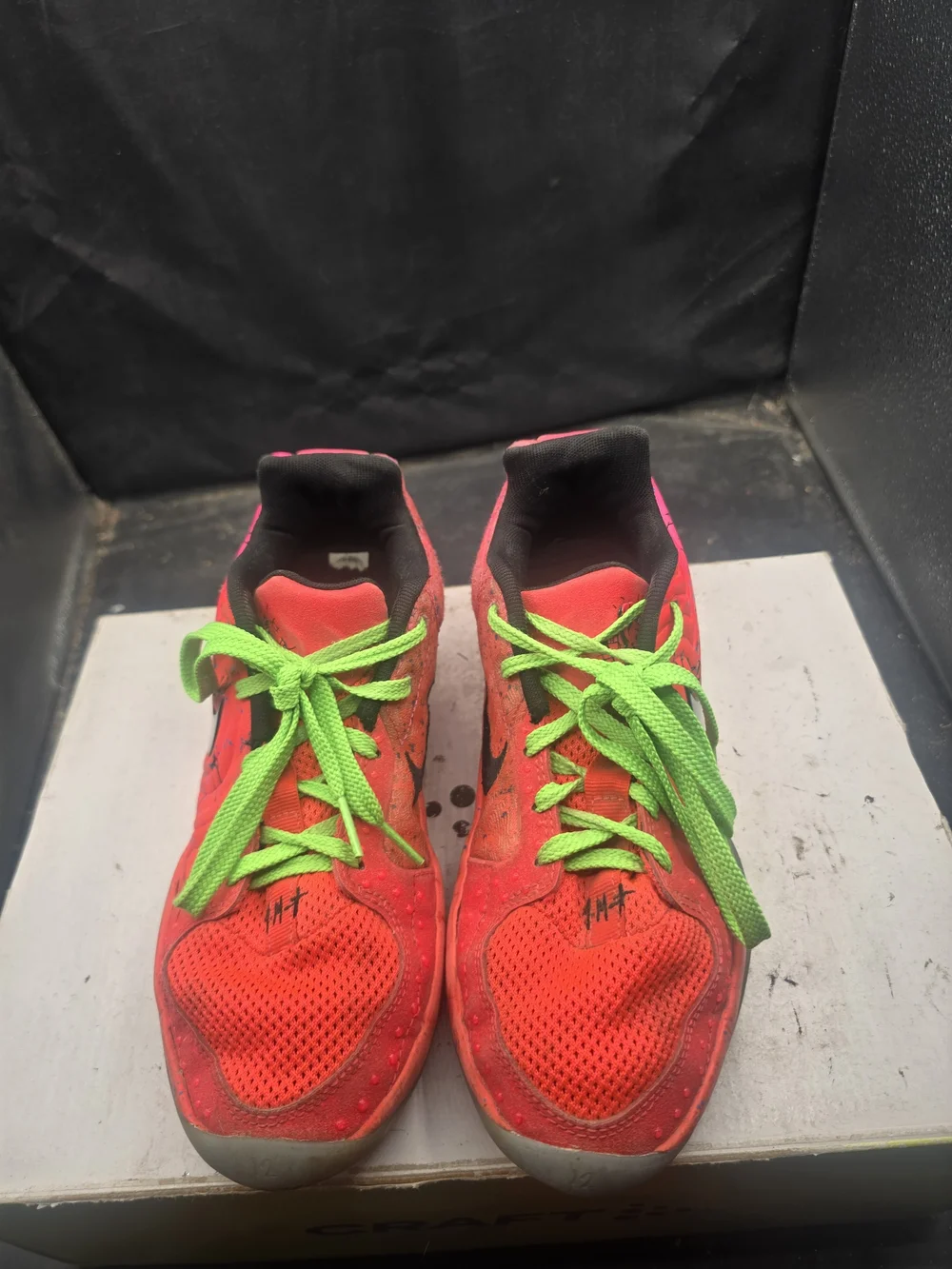Nike Men’s Athletic Shoes in Bright Orange with Neon Green Laces